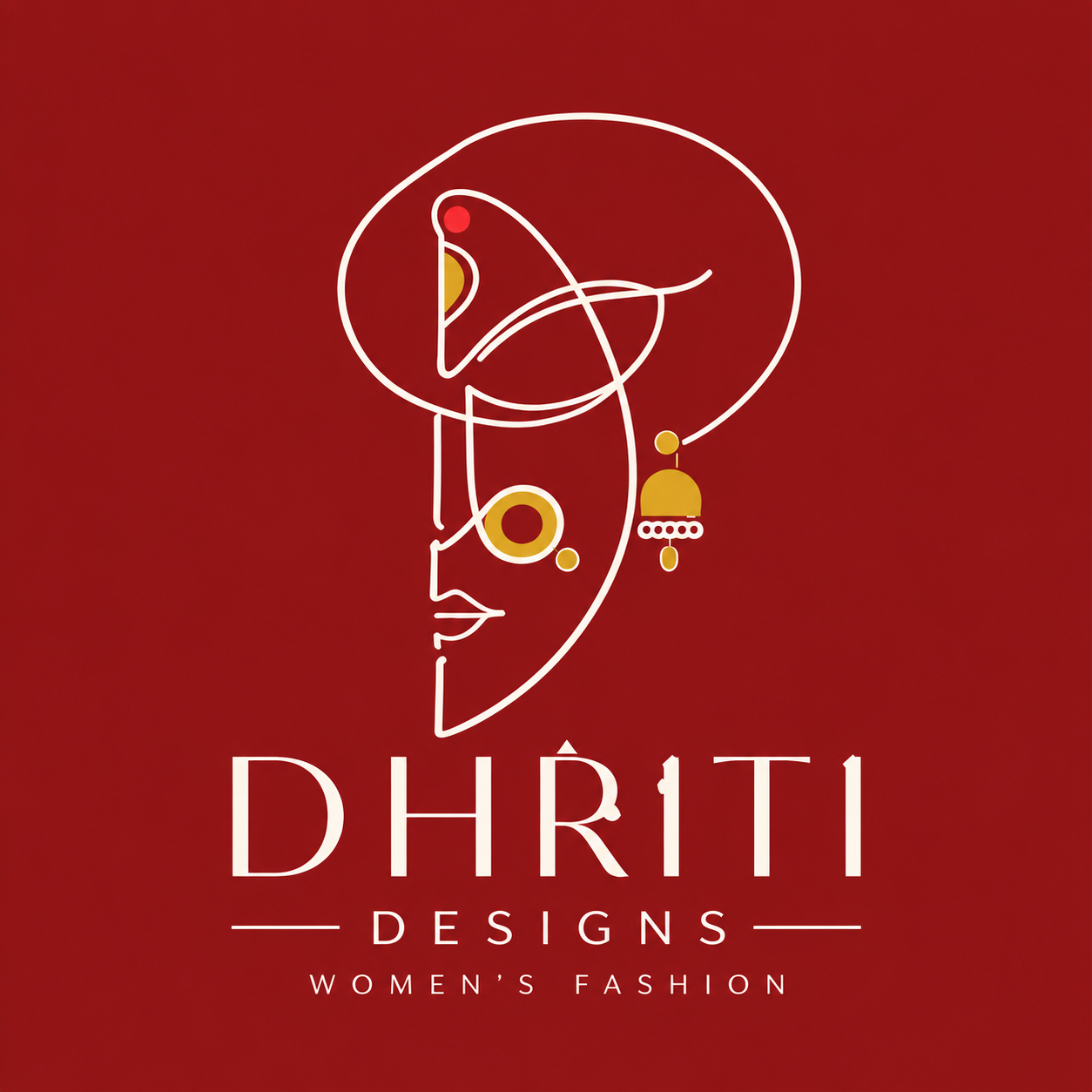 Dhriti Designs — original ivory and gold line-art logo, women's fashion